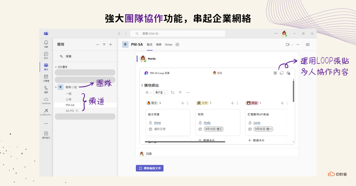 Microsoft Teams成員聊天、文字訊息編輯器