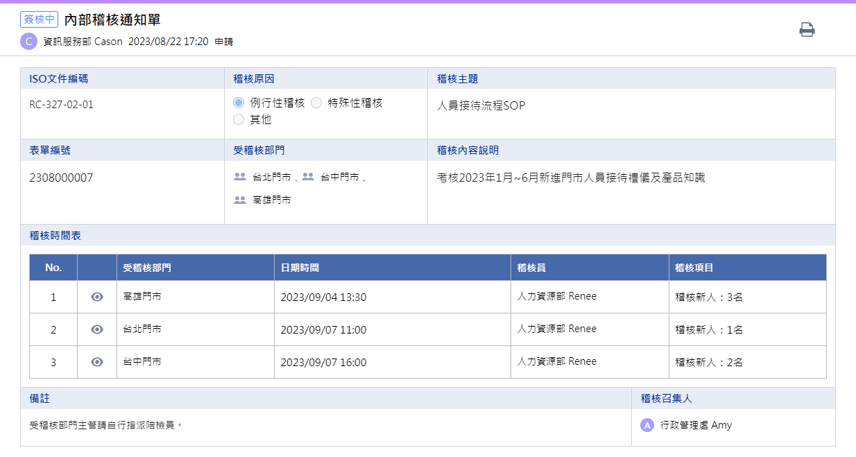 22內部稽核通知單_表單 22內部稽核通知單_表單
