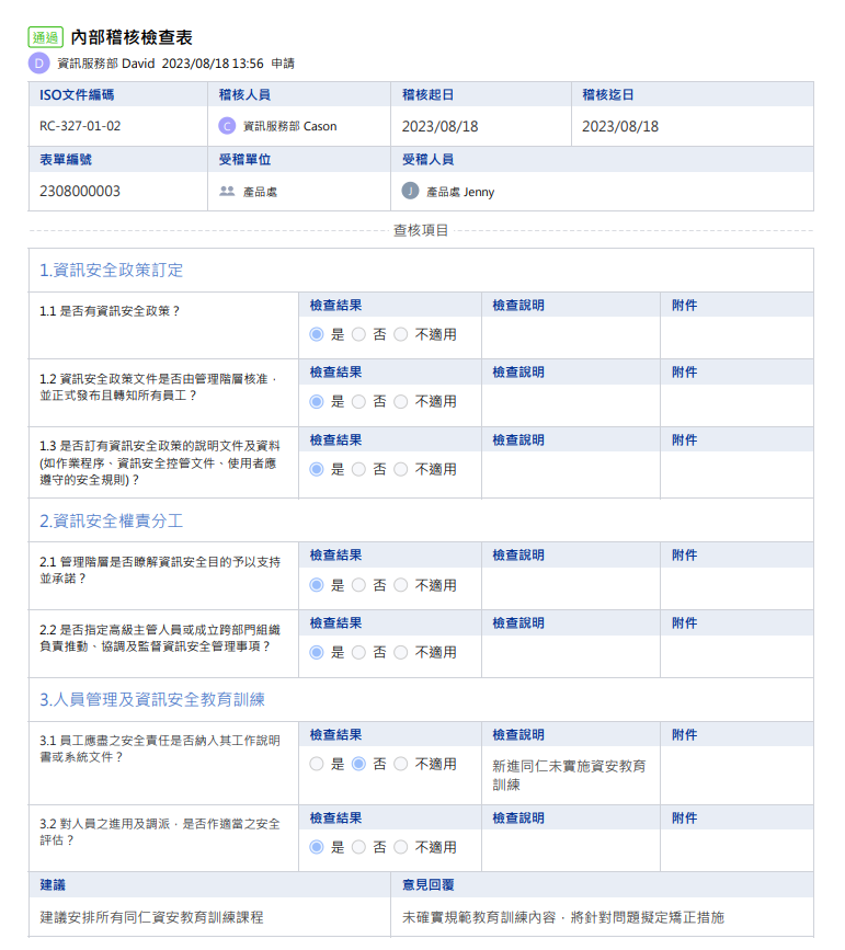 23內部稽核檢查表_表單