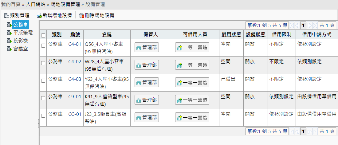 公務車借用管理